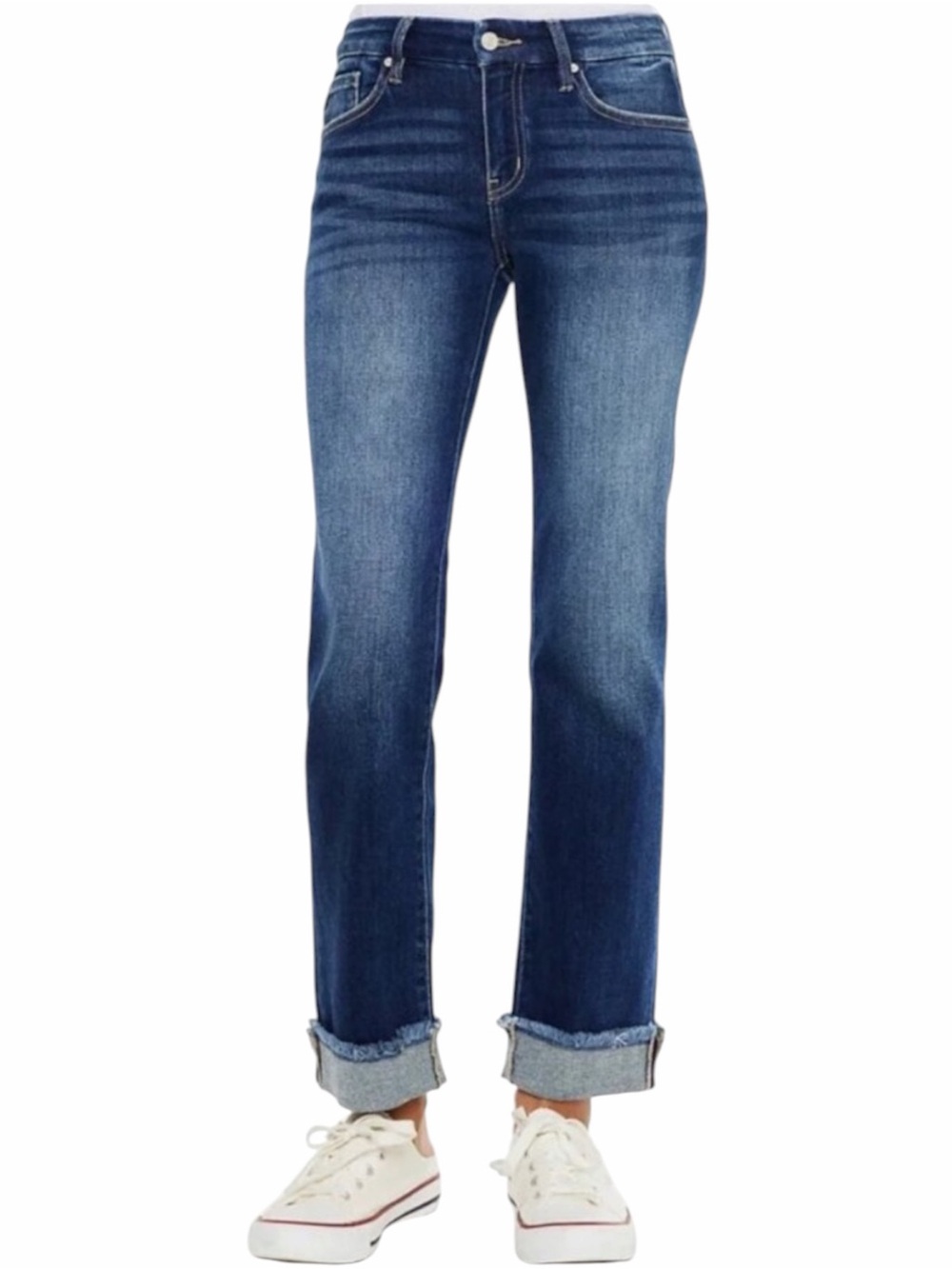 KanCan Mid Rise Frayed Cuff Straight Leg Jeans SIze 29